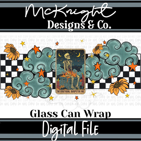 Can Wrap Digital Design - Skellie Tarot - Dumpster Fire - McKnight Designs & Co