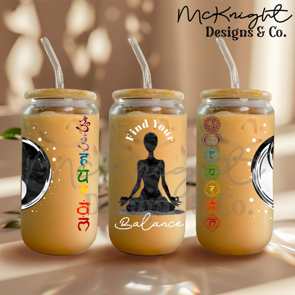 Can Wrap Digital Design - Yoga - Find Your Balance - McKnight Designs & Co