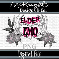 Digital PNG Design - Elder Emo Skellie Heart - McKnight Designs & Co