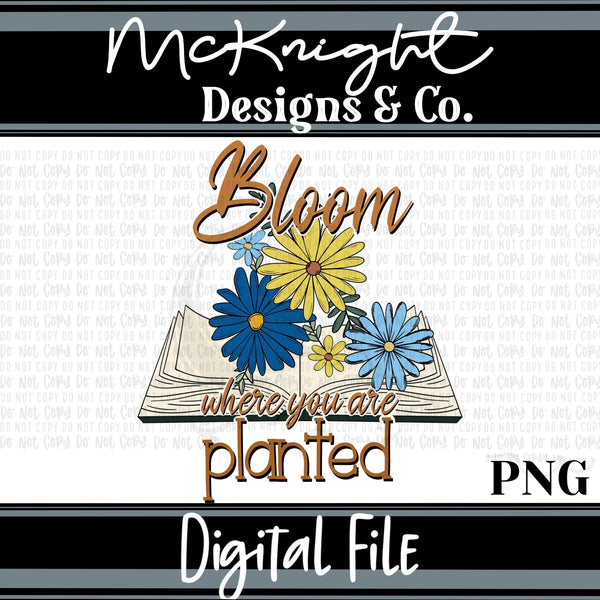 Digital PNG Design - Floral Books - Bloom Where You Are Planted - McKnight Designs & Co