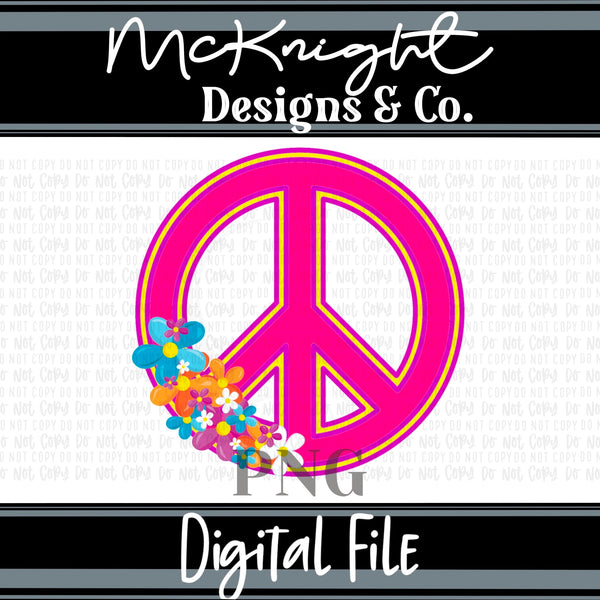 Digital PNG Design - Flower Power Peace Sign - McKnight Designs & Co