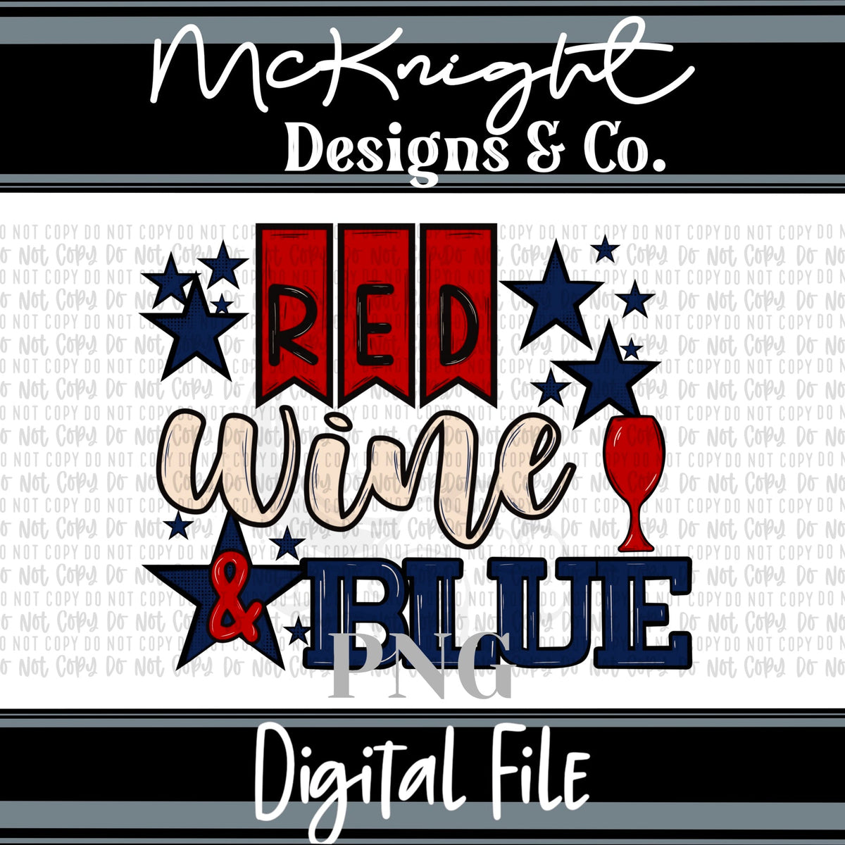 Digital PNG Design - Red, Wine & Blue - McKnight Designs & Co