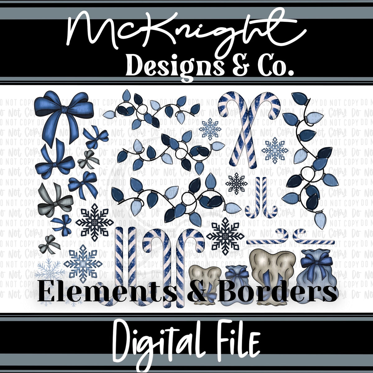 Elements & Borders - Blues - Wintery Set - McKnight Designs & Co