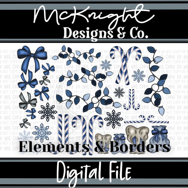 Elements & Borders - Blues - Wintery Set - McKnight Designs & Co