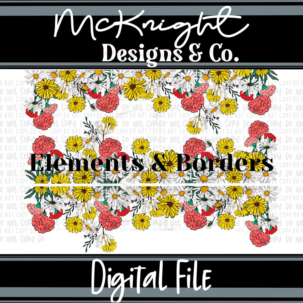 Elements & Borders - Borders and Elements - Floral Borders - 3 ct. - McKnight Designs & Co