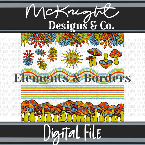 Elements & Borders - Borders and Stripe - Hippie Mama - McKnight Designs & Co