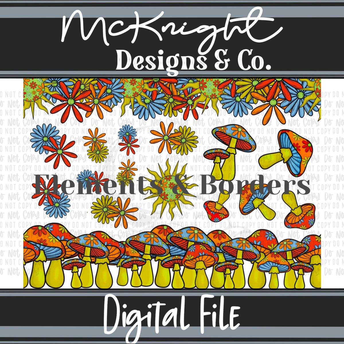 Elements & Borders - Borders and Stripe - Hippie Mama - McKnight Designs & Co