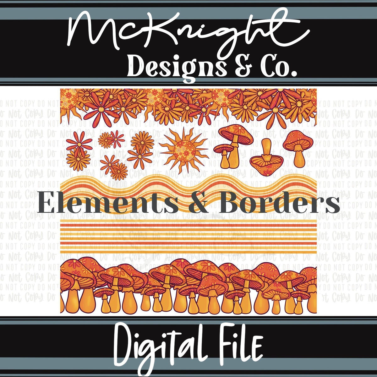 Elements & Borders - Borders and Stripes - Stay Trippy, Little Hippie v4 - McKnight Designs & Co