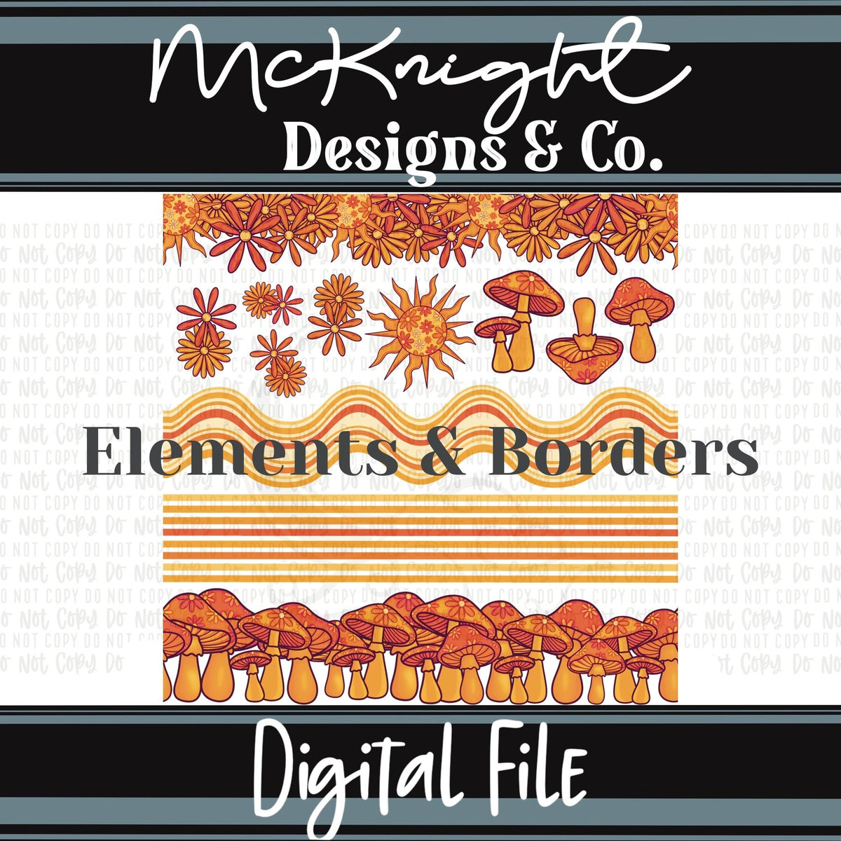 Elements & Borders - Borders and Stripes - Stay Trippy, Little Hippie v4 - McKnight Designs & Co