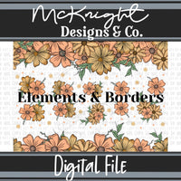 Elements & Borders - Floral Borders and Stripes - Peachy - McKnight Designs & Co