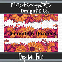 Elements & Borders - Floral Borders and Stripes - Reds - McKnight Designs & Co