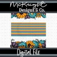 Elements & Borders - Floral Borders and Stripes - Teal & Purple - McKnight Designs & Co