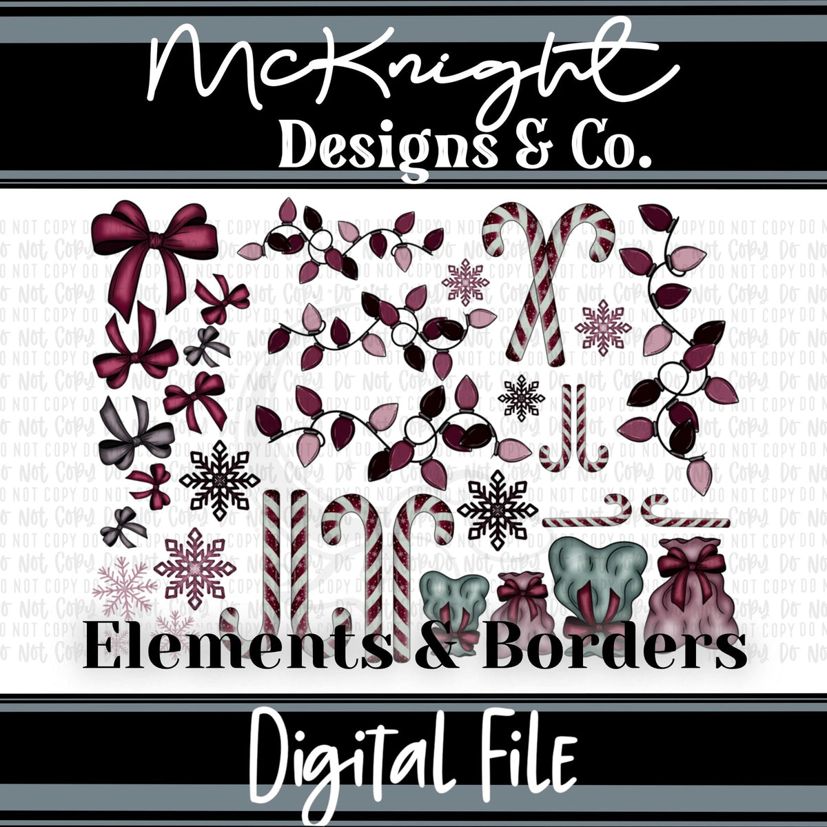 Elements & Borders - Pink - Wintery Set - McKnight Designs & Co