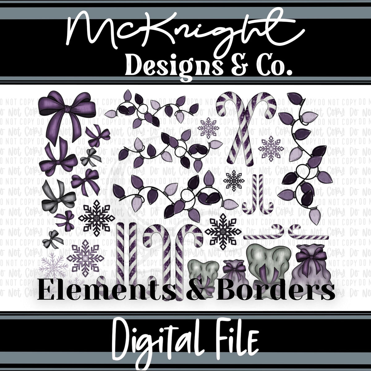 Elements & Borders - Purples - Wintery Set - McKnight Designs & Co