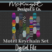 Keychain - Motel style - Hexagonal Geometric Digital Design Set 1 - McKnight Designs & Co