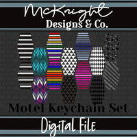 Keychain - Motel style - Hexagonal Geometric Digital Design Set 1 - McKnight Designs & Co