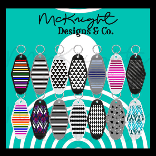 Keychain - Motel style - Hexagonal Geometric Digital Design Set 1 - McKnight Designs & Co