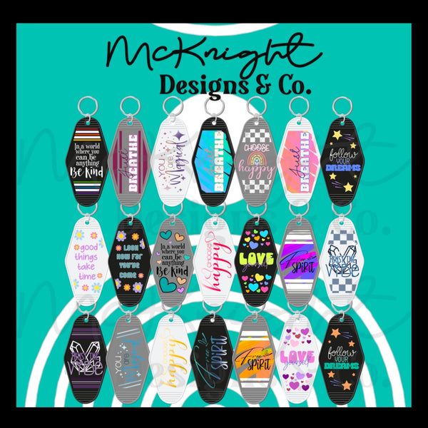 Keychain - Motel style - Hexagonal Positivity Digital Design Set 2 - McKnight Designs & Co