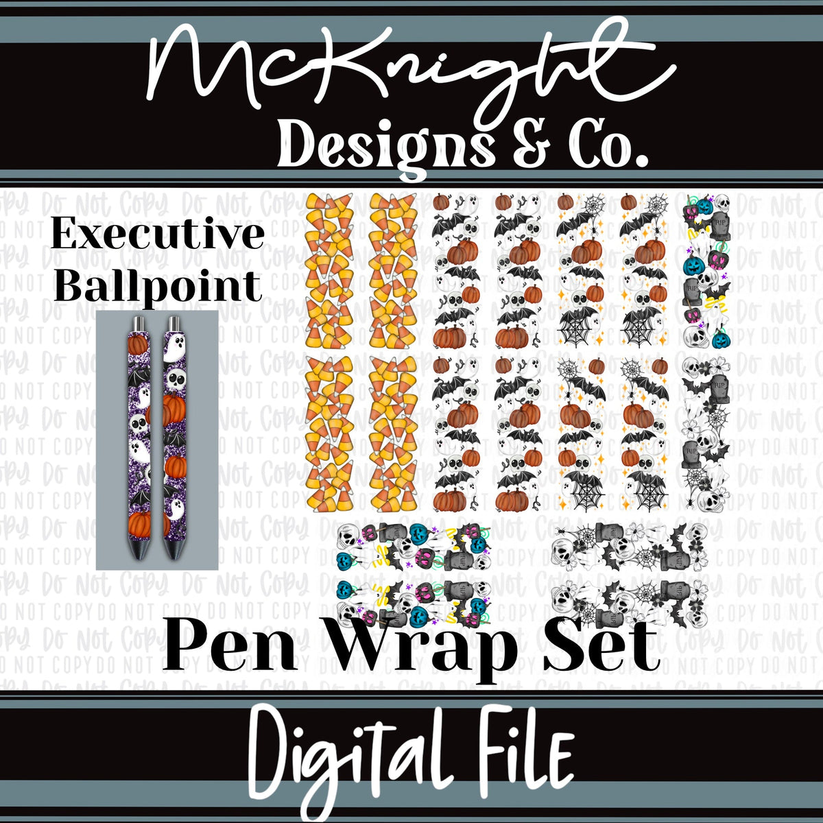 Pen Wrap Digital Design Set - Halloween Set - McKnight Designs & Co