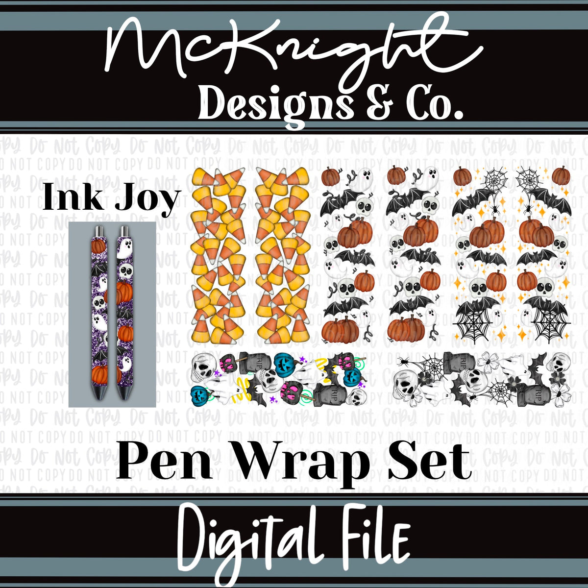 Pen Wrap Digital Design Set - Halloween Set - McKnight Designs & Co