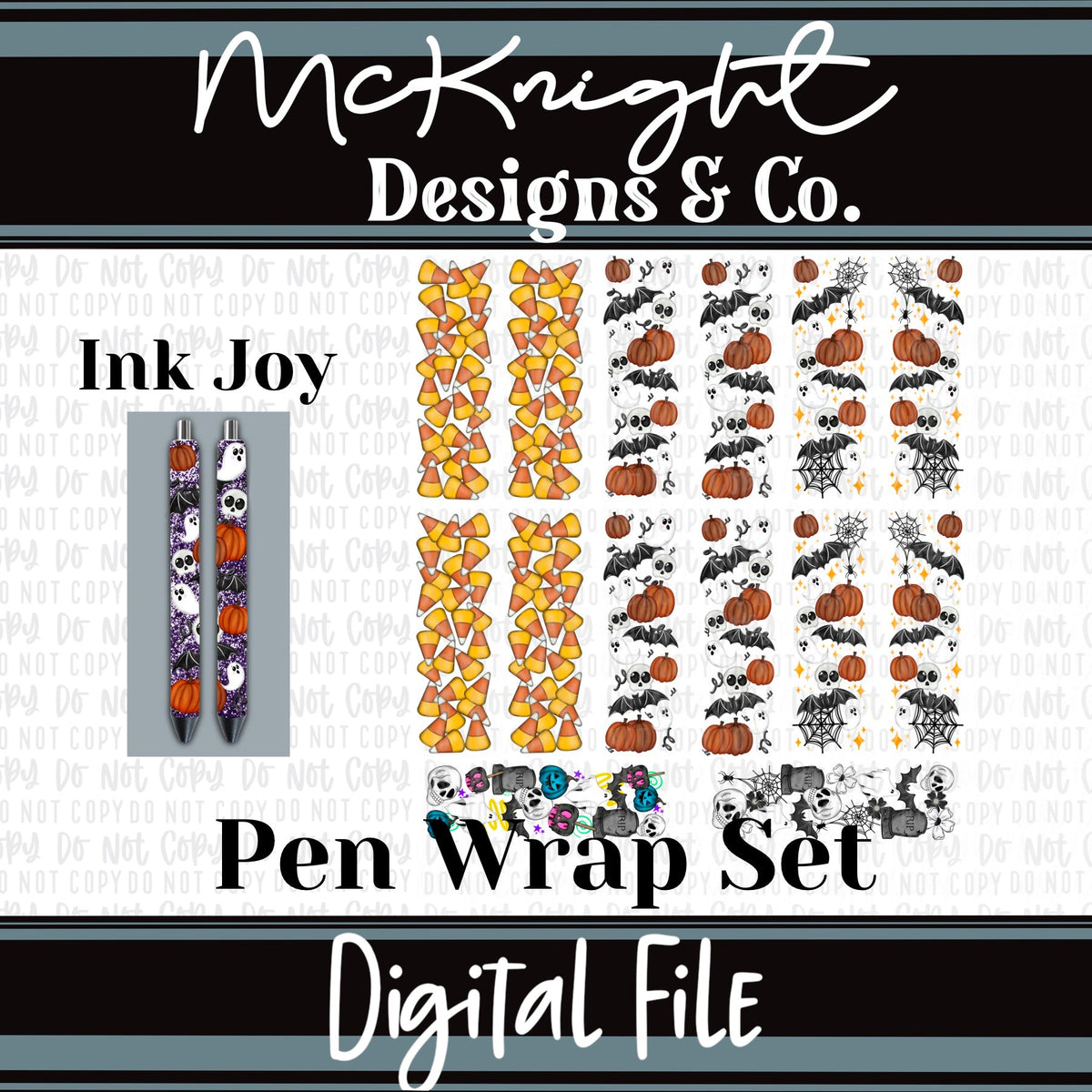 Pen Wrap Digital Design Set - Halloween Set - McKnight Designs & Co