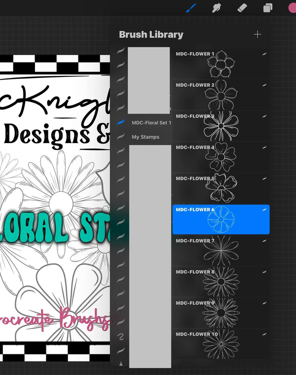 Procreate Stamps Brush Set (10) Hand Drawn Flower Element Outlines vol. 1 - McKnight Designs & Co