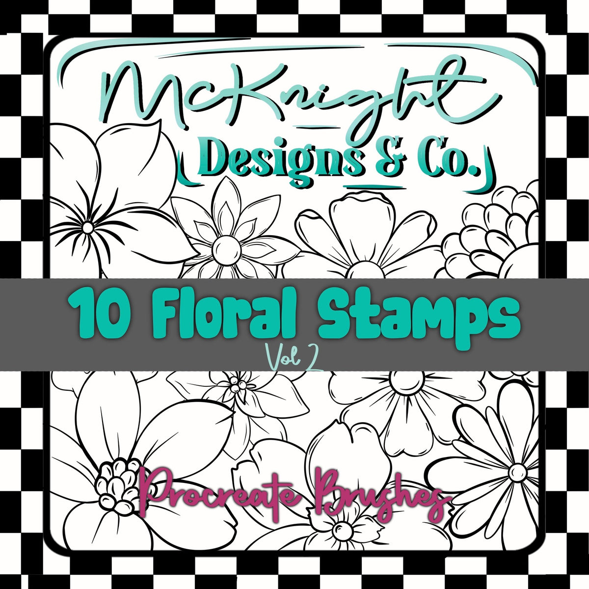 Procreate Stamps Brush Set (10) Hand Drawn Flower Element Outlines vol. 2 - McKnight Designs & Co