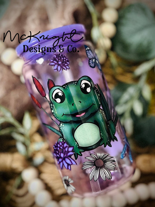 RTS Acrylic Can - Translucent - Purple - Animals - Be Hoppy Frog Scene - McKnight Designs & Co