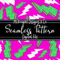 Seamless Pattern Digital Design - 90's - Lightning Bolts - Neon - McKnight Designs & Co