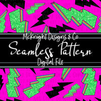 Seamless Pattern Digital Design - 90's - Lightning Bolts - Neon - McKnight Designs & Co