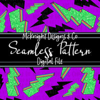 Seamless Pattern Digital Design - 90's - Lightning Bolts - Neon - McKnight Designs & Co