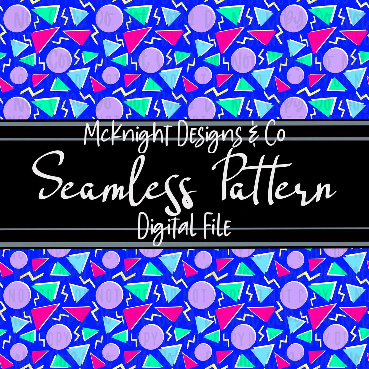 Seamless Pattern Digital Design - 90's Print - Pastel Shapes - McKnight Designs & Co