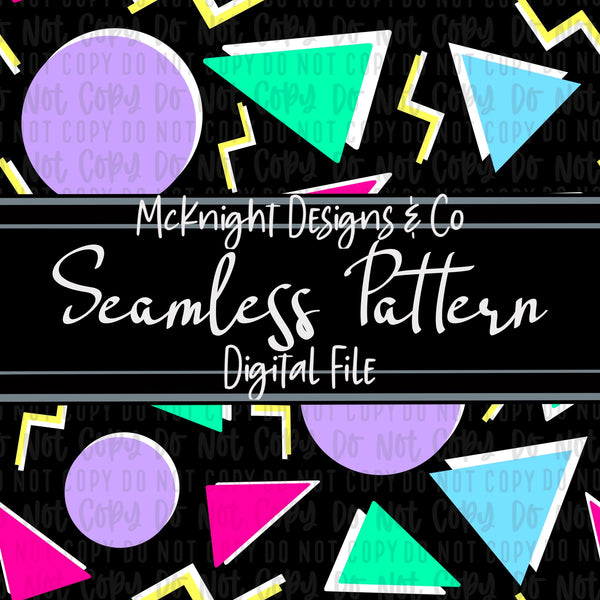 Seamless Pattern Digital Design - 90's Print - Pastel Shapes - McKnight Designs & Co