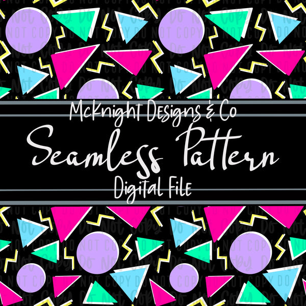 Seamless Pattern Digital Design - 90's Print - Pastel Shapes - McKnight Designs & Co