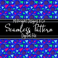 Seamless Pattern Digital Design - 90's Print - Shapes White - McKnight Designs & Co