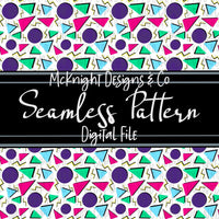 Seamless Pattern Digital Design - 90's Print - Shapes White - McKnight Designs & Co