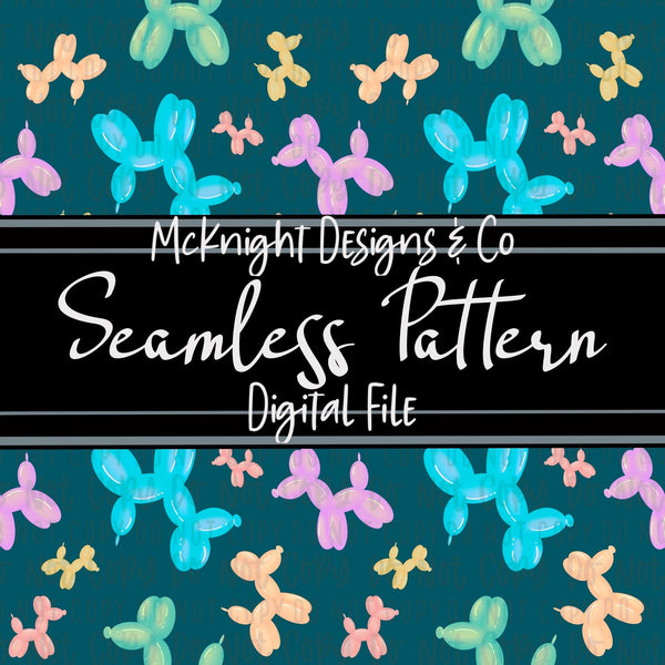 Seamless Pattern Digital Design - Balloon Animals - McKnight Designs & Co