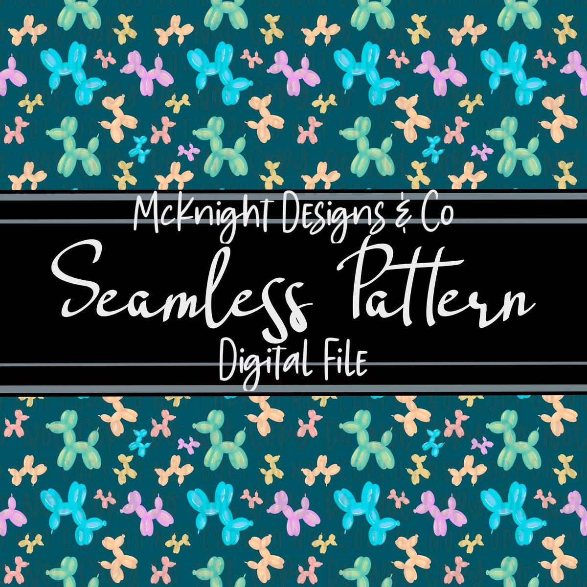 Seamless Pattern Digital Design - Balloon Animals - McKnight Designs & Co