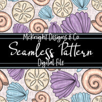 Seamless Pattern Digital Design - Beach - Shells - Pastel - McKnight Designs & Co