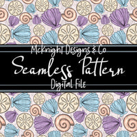 Seamless Pattern Digital Design - Beach - Shells - Pastel - McKnight Designs & Co