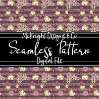 Seamless Pattern Digital Design - Cupid & Love Letters - Plum - McKnight Designs & Co