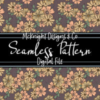 Seamless Pattern Digital Design - Floral - Peachy - Muted Plum - McKnight Designs & Co