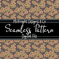 Seamless Pattern Digital Design - Floral - Peachy - Muted Plum - McKnight Designs & Co