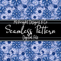 Seamless Pattern Digital Design - Floral - v2 Blues - McKnight Designs & Co