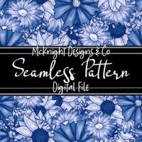 Seamless Pattern Digital Design - Floral - v2 Blues - McKnight Designs & Co