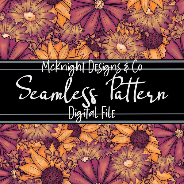 Seamless Pattern Digital Design - Floral - v3 Reds - McKnight Designs & Co