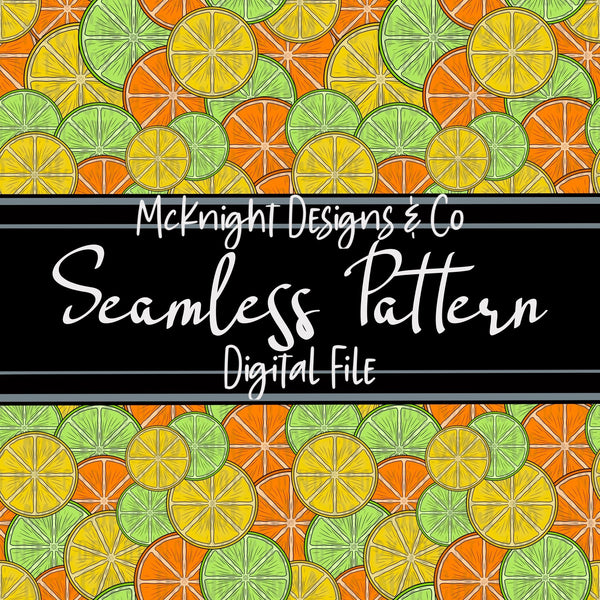 Seamless Pattern Digital Design - Food - Fruit - Citrus Slices - McKnight Designs & Co