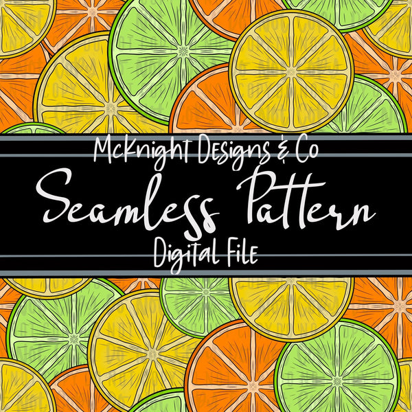 Seamless Pattern Digital Design - Food - Fruit - Citrus Slices - McKnight Designs & Co