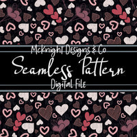 Seamless Pattern Digital Design - Love - Hearts - Black - McKnight Designs & Co