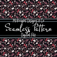 Seamless Pattern Digital Design - Love - Hearts - Black - McKnight Designs & Co